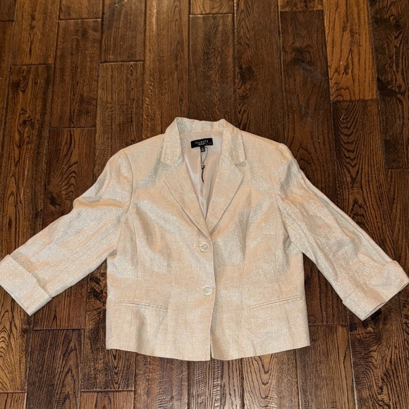 Talbots Beige Metallic Double Button Crop Blazer Jacket - Picture 1 of 4